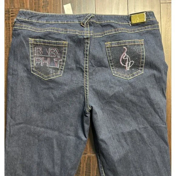 Baby Phat Jeans Womens 24 Vintage High Rise Capri Denim Bling Pockets Cat Y2K - Picture 2 of 12